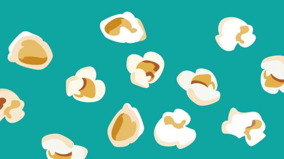 illustration of popcorn with turquoise background