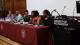 Picture of the final panel chaired by Dr Deborah Husbands with four other academics from different universities.