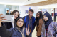 A group of students take a selfie together at our Marylebone campus.