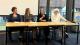 Panellists on the Yoga Research Symposium panel sit at a table. From left to right: Rosie Meek, Tina Cartwright, Lindsay Ward and Sat Bir Khalsa