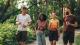 Four students walking in a line