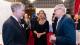 Asher Rospigliosi (left) speaks with Priya Madina, VP of External Affairs and Policy at Taylor and Francis, and Lord Patrick Vallance.