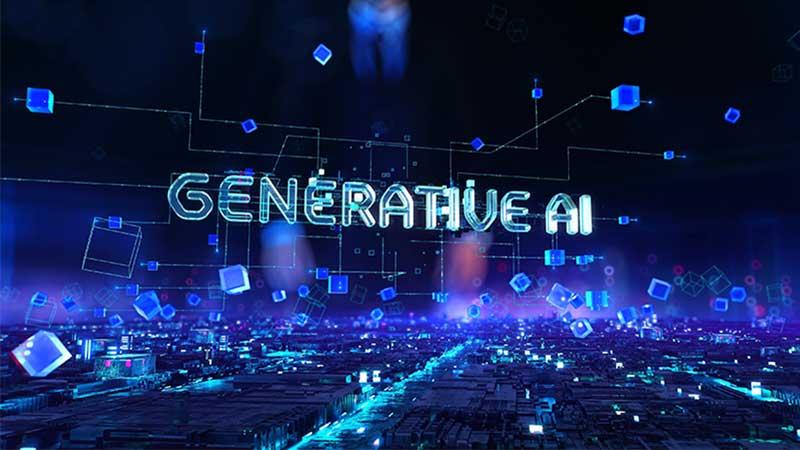 wording Generative AI with cubes surrounding text