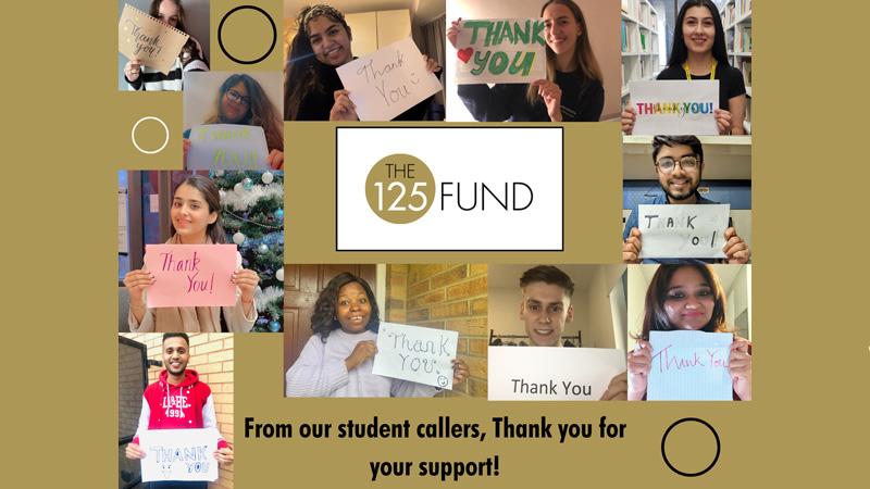 Collage of student callers for The 125 Fund fundraising campaign
